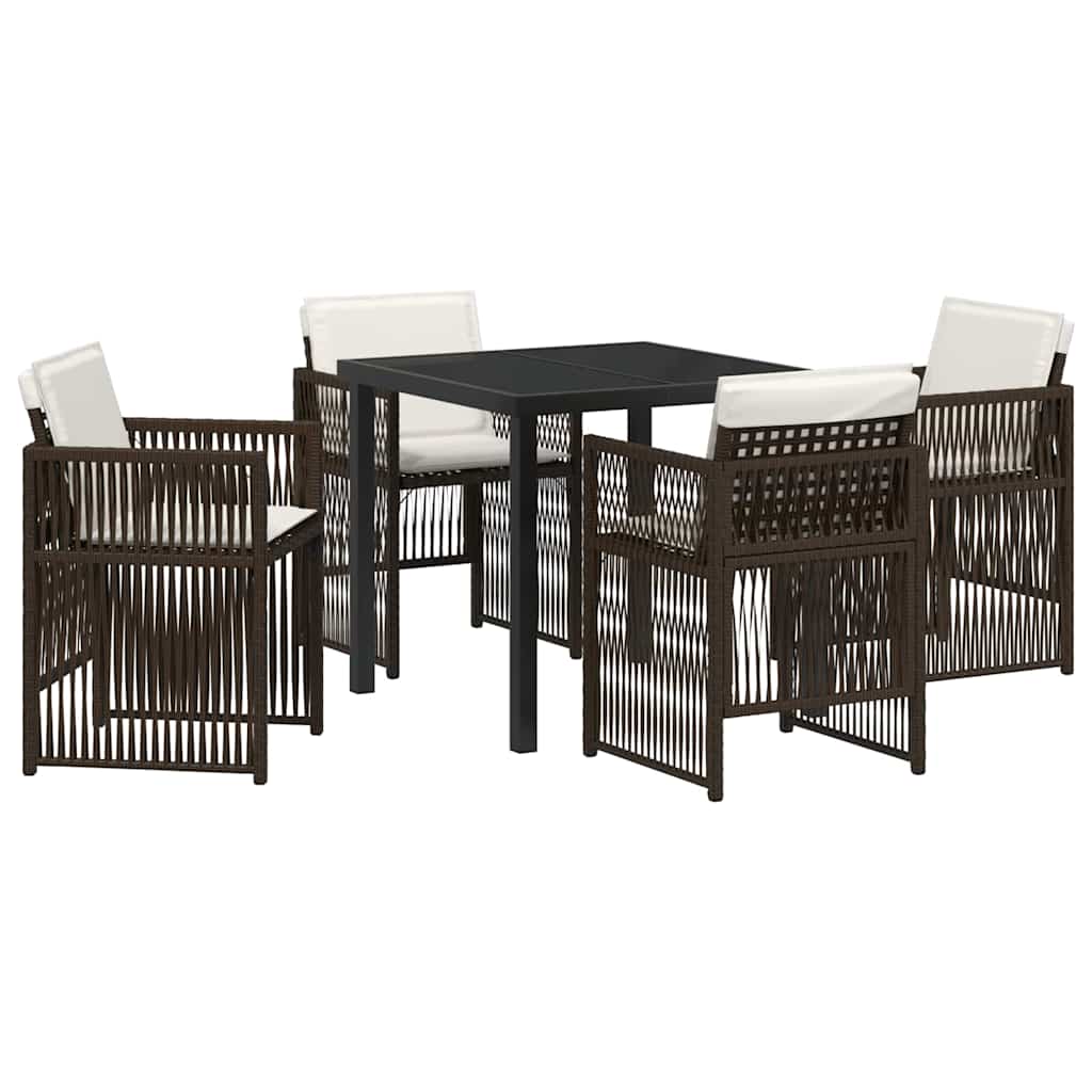 Garden Dining Set 5 pcs Brown Powder-Coated Steel