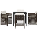 Garden Dining Set 5 pcs Brown Powder-Coated Steel