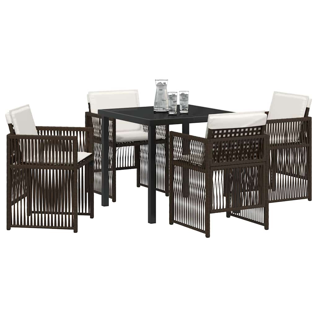 Garden Dining Set 5 pcs Brown Powder-Coated Steel