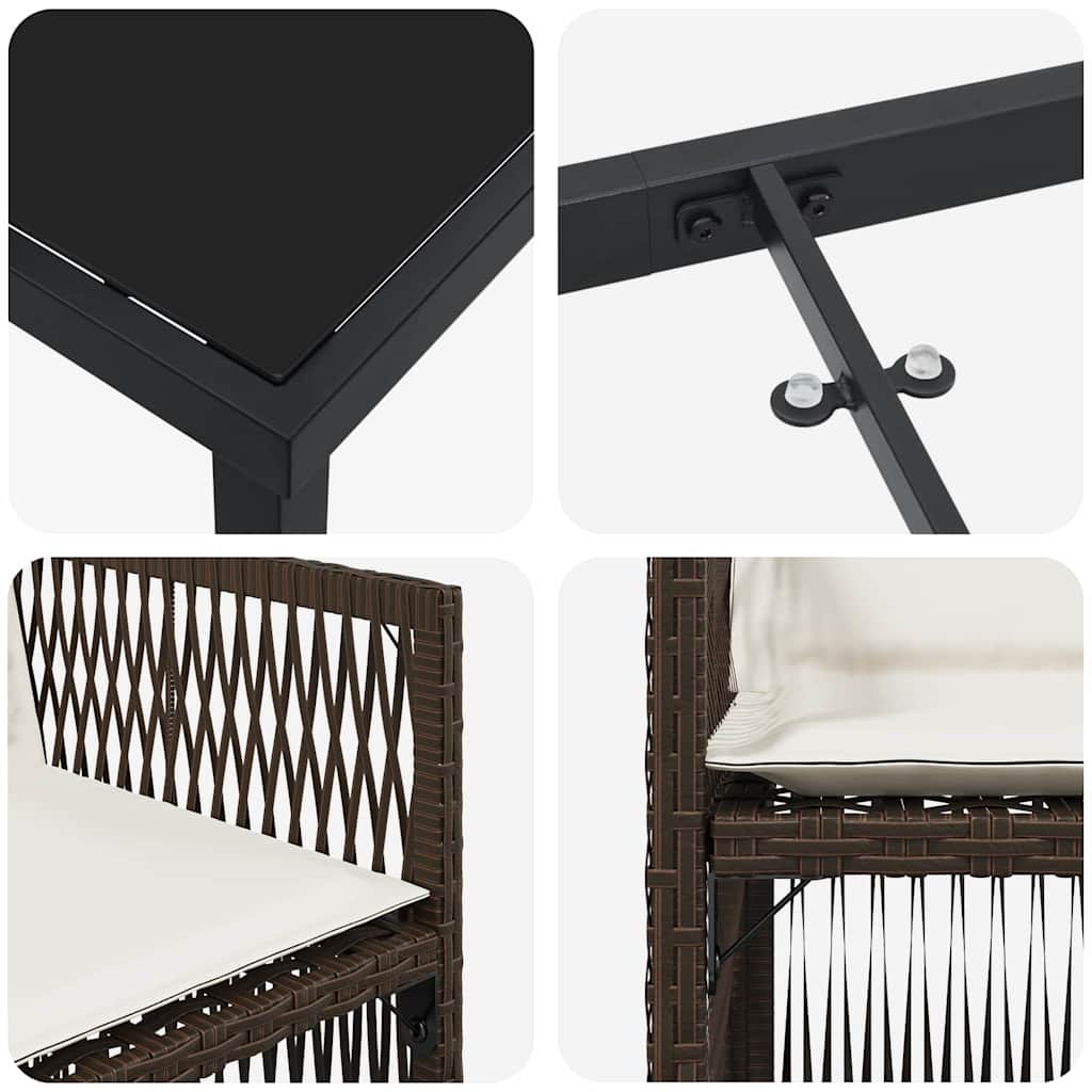 Garden Dining Set 5 pcs Brown Powder-Coated Steel