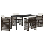 Garden Dining Set 5 pcs Brown Powder-Coated Steel