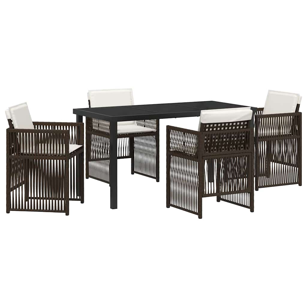 Garden Dining Set 5 pcs Brown Powder-Coated Steel