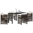 Garden Dining Set 5 pcs Brown Powder-Coated Steel