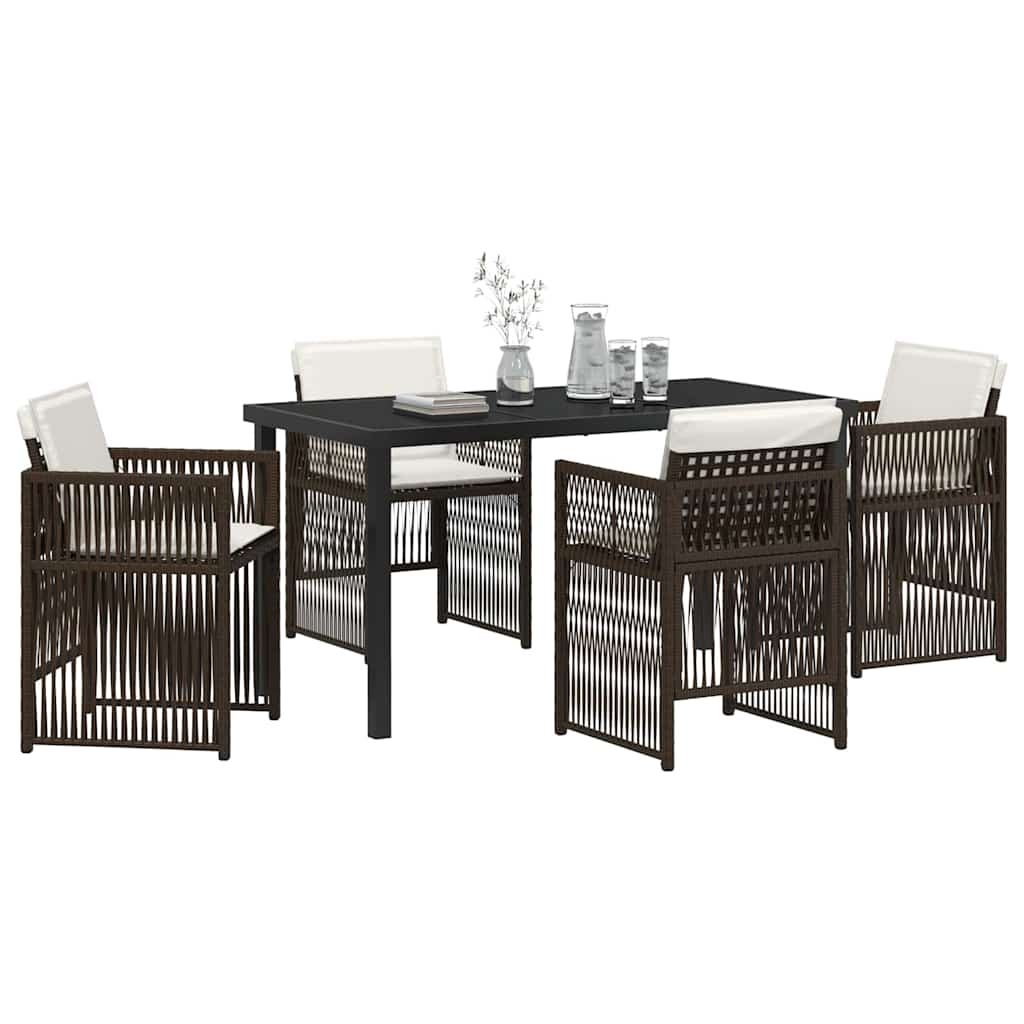 Garden Dining Set 5 pcs Brown Powder-Coated Steel