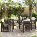 Garden Dining Set 5 pcs Brown Powder-Coated Steel