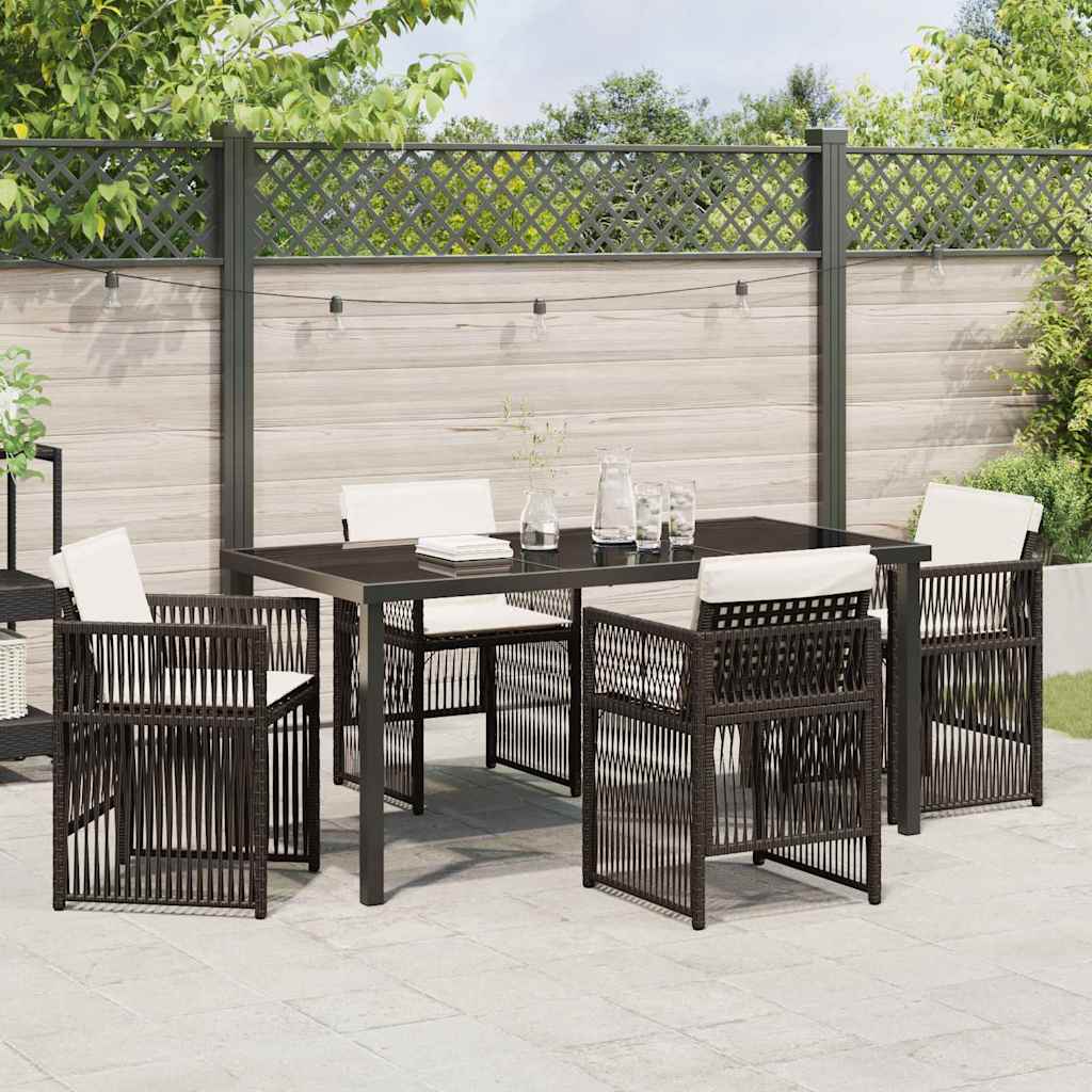 Garden Dining Set 5 pcs Brown Powder-Coated Steel