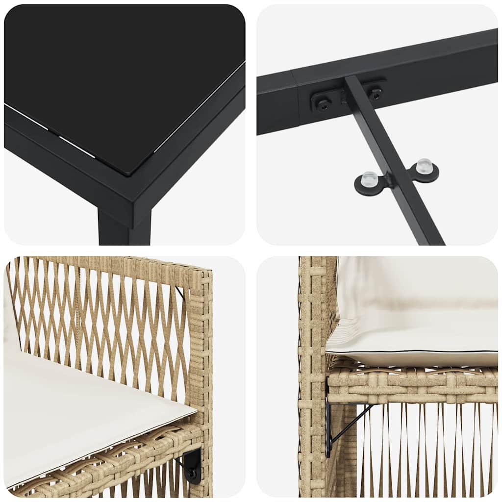 Garden Dining Set 5 pcs Beige Powder-Coated Steel