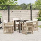 Garden Dining Set 5 pcs Beige Powder-Coated Steel