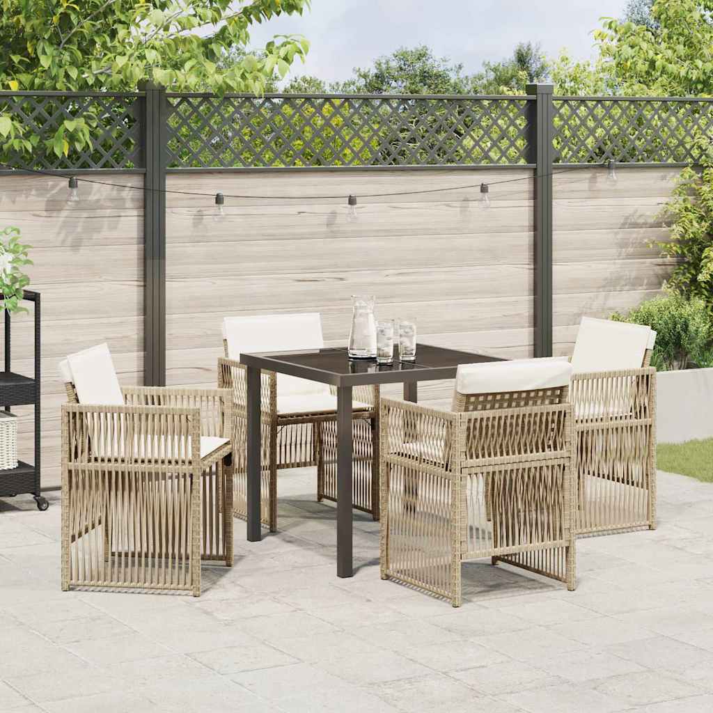 Garden Dining Set 5 pcs Beige Powder-Coated Steel