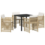 Garden Dining Set 5 pcs Beige Powder-Coated Steel