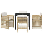 Garden Dining Set 5 pcs Beige Powder-Coated Steel