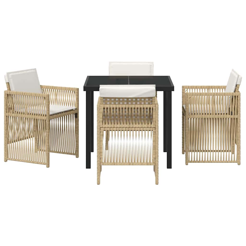 Garden Dining Set 5 pcs Beige Powder-Coated Steel