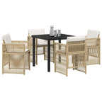 Garden Dining Set 5 pcs Beige Powder-Coated Steel