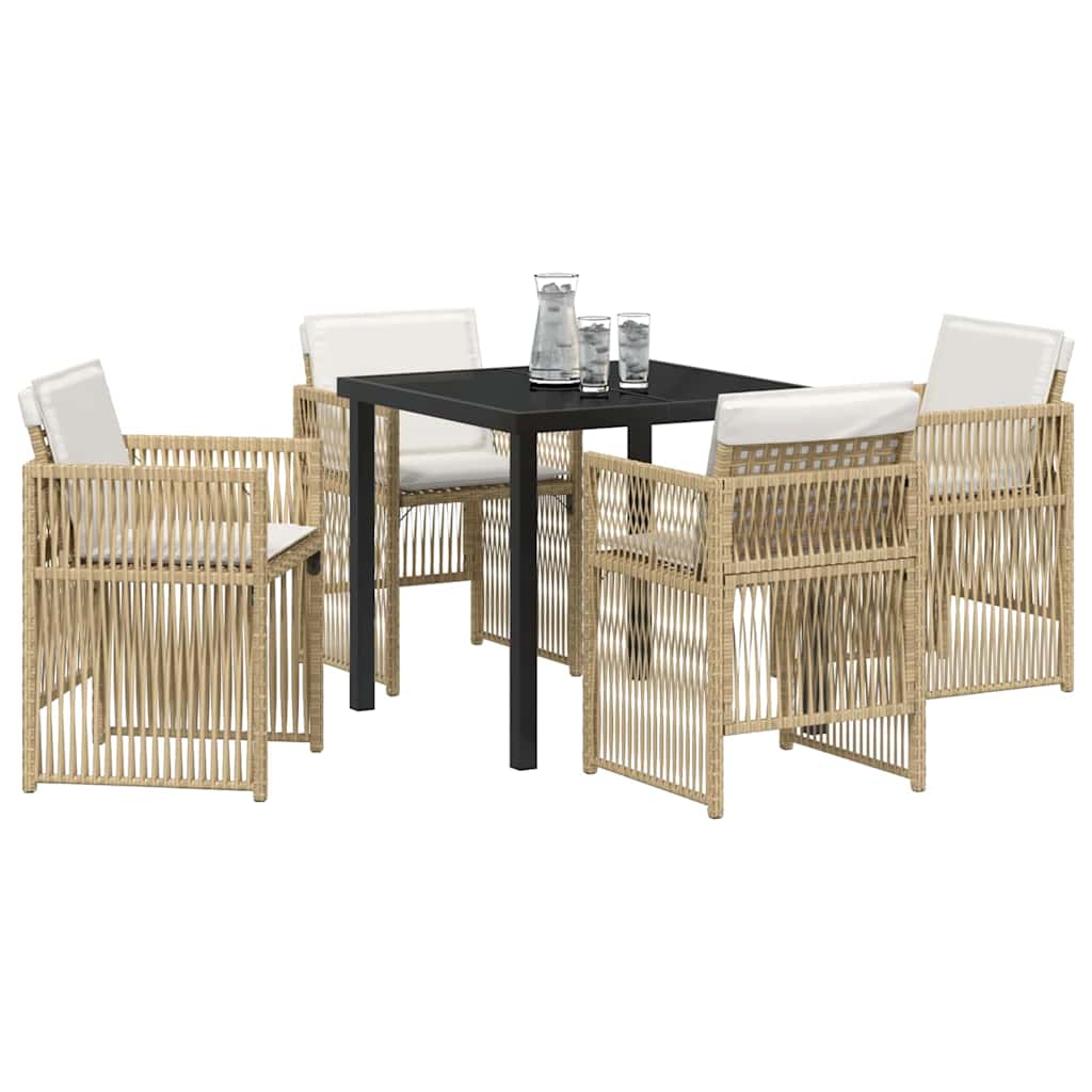 Garden Dining Set 5 pcs Beige Powder-Coated Steel
