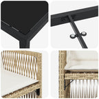 Garden Dining Set 5 pcs Beige Powder-Coated Steel