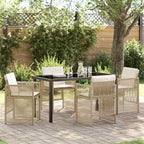 Garden Dining Set 5 pcs Beige Powder-Coated Steel