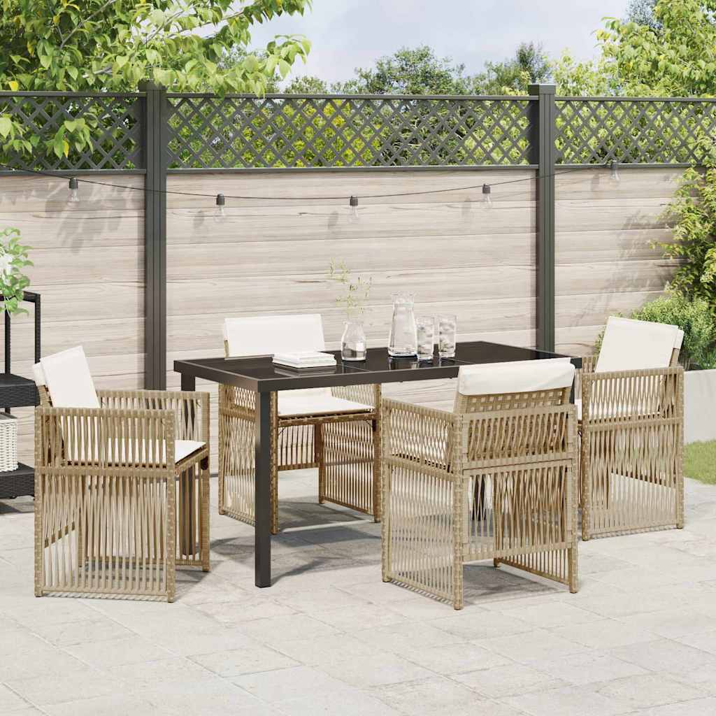 Garden Dining Set 5 pcs Beige Powder-Coated Steel