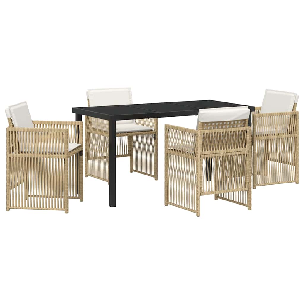 Garden Dining Set 5 pcs Beige Powder-Coated Steel