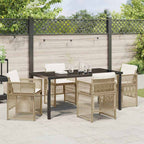 Garden Dining Set 5 pcs Beige Powder-Coated Steel
