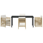 Garden Dining Set 5 pcs Beige Powder-Coated Steel