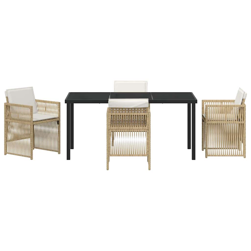 Garden Dining Set 5 pcs Beige Powder-Coated Steel