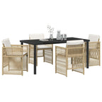 Garden Dining Set 5 pcs Beige Powder-Coated Steel