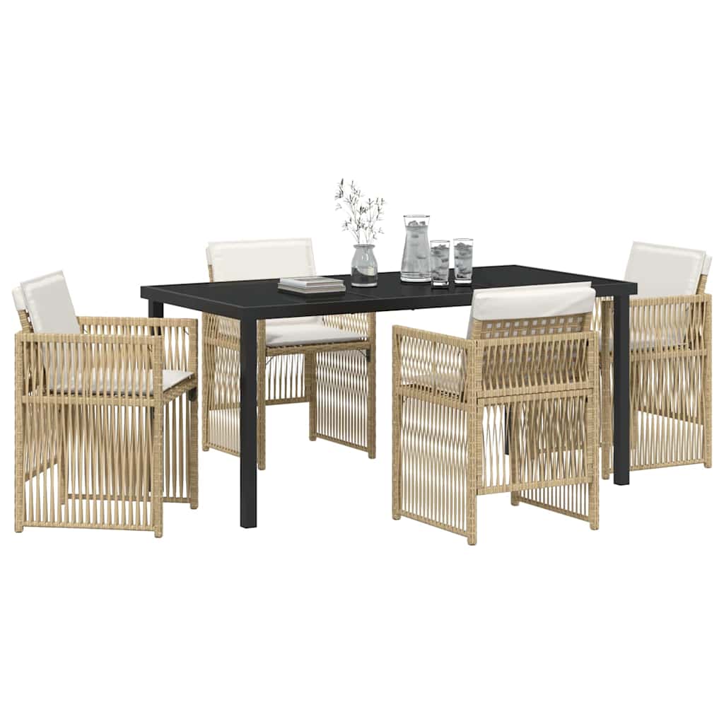 Garden Dining Set 5 pcs Beige Powder-Coated Steel