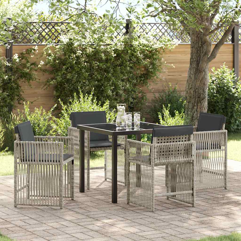 Garden Dining Set 5 pcs Light Grey Powder-Coated Steel