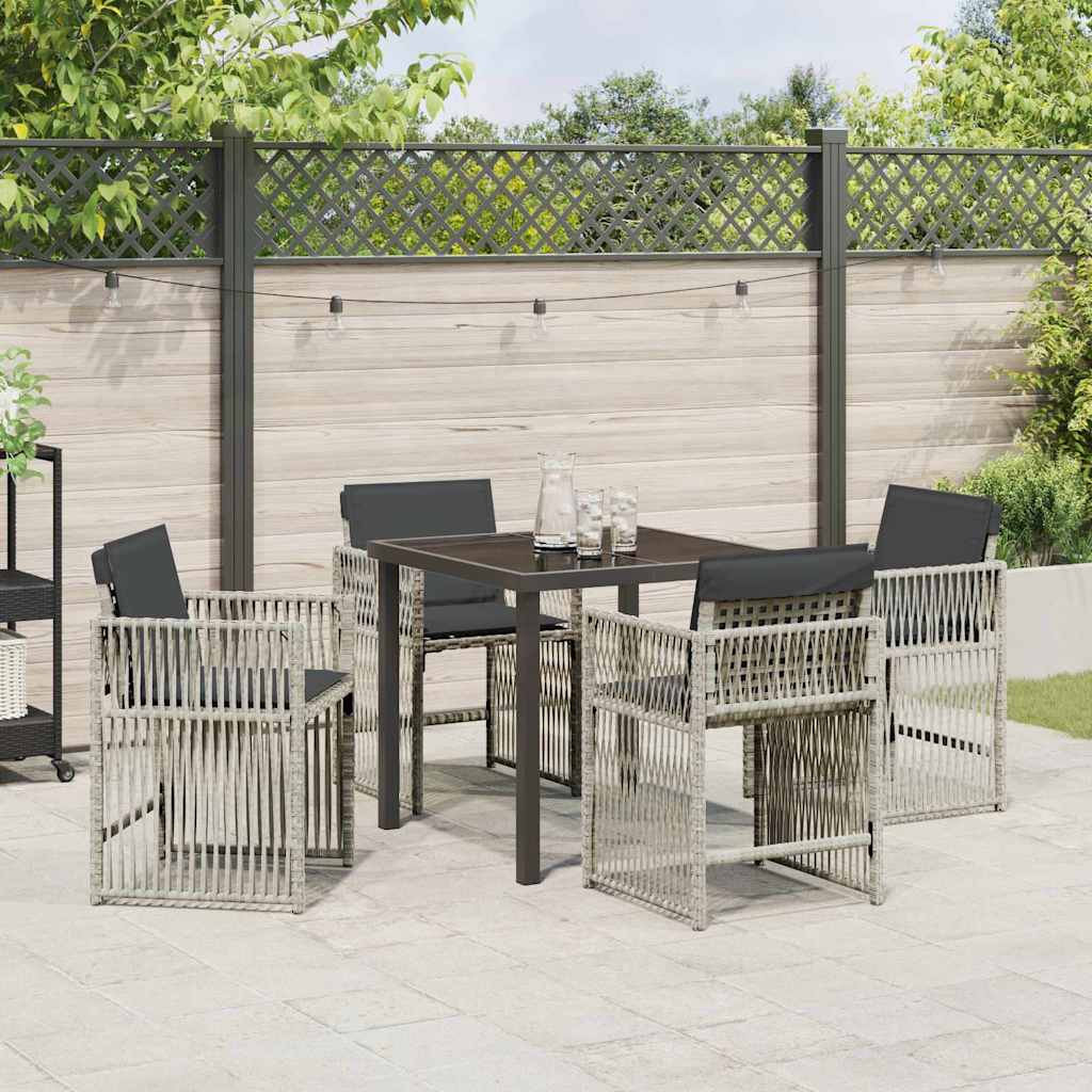 Garden Dining Set 5 pcs Light Grey Powder-Coated Steel