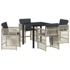 Garden Dining Set 5 pcs Light Grey Powder-Coated Steel