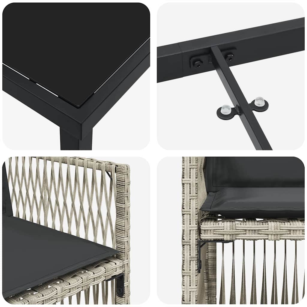 Garden Dining Set 5 pcs Light Grey Powder-Coated Steel