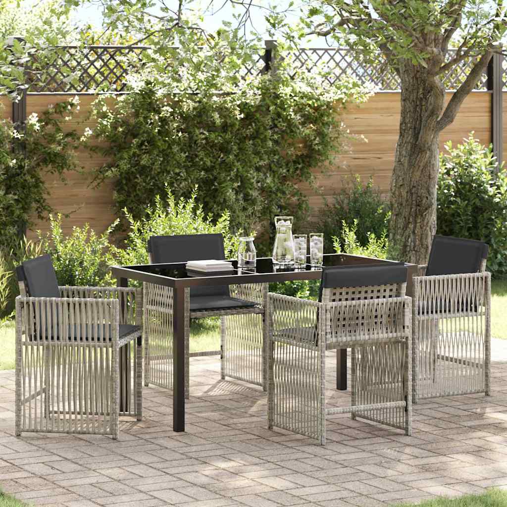 Garden Dining Set 5 pcs Light Grey Powder-Coated Steel