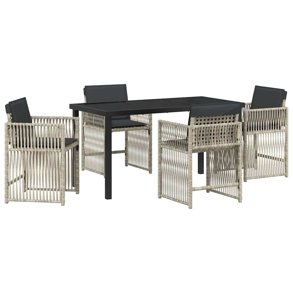 Garden Dining Set 5 pcs Light Grey Powder-Coated Steel