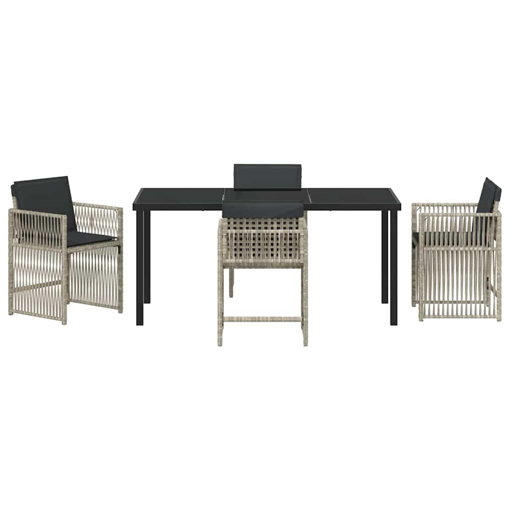 Garden Dining Set 5 pcs Light Grey Powder-Coated Steel