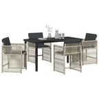 Garden Dining Set 5 pcs Light Grey Powder-Coated Steel