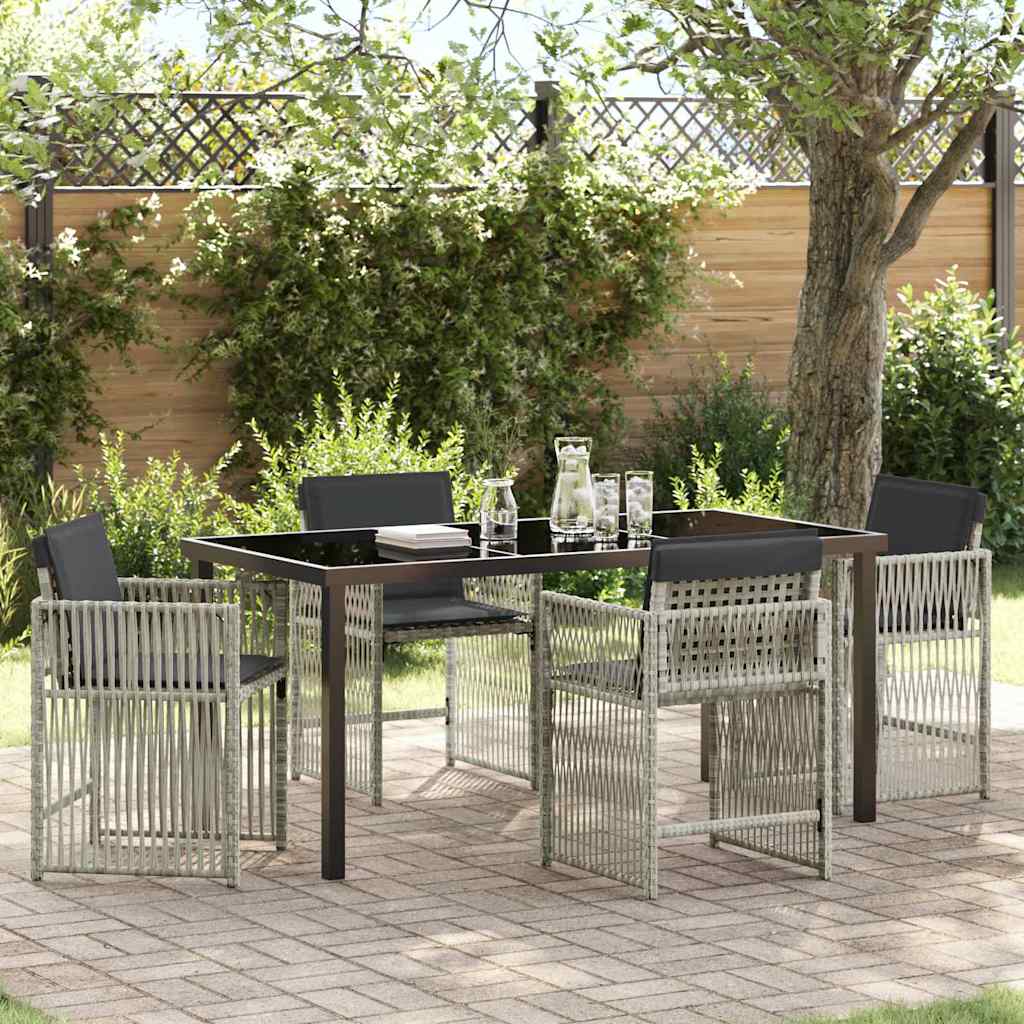 Garden Dining Set 5 pcs Light Grey Powder-Coated Steel