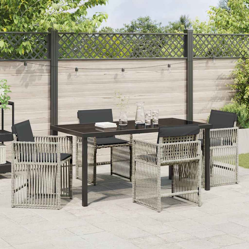 Garden Dining Set 5 pcs Light Grey Powder-Coated Steel