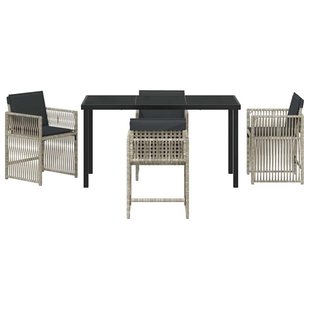 Garden Dining Set 5 pcs Light Grey Powder-Coated Steel