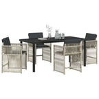 Garden Dining Set 5 pcs Light Grey Powder-Coated Steel