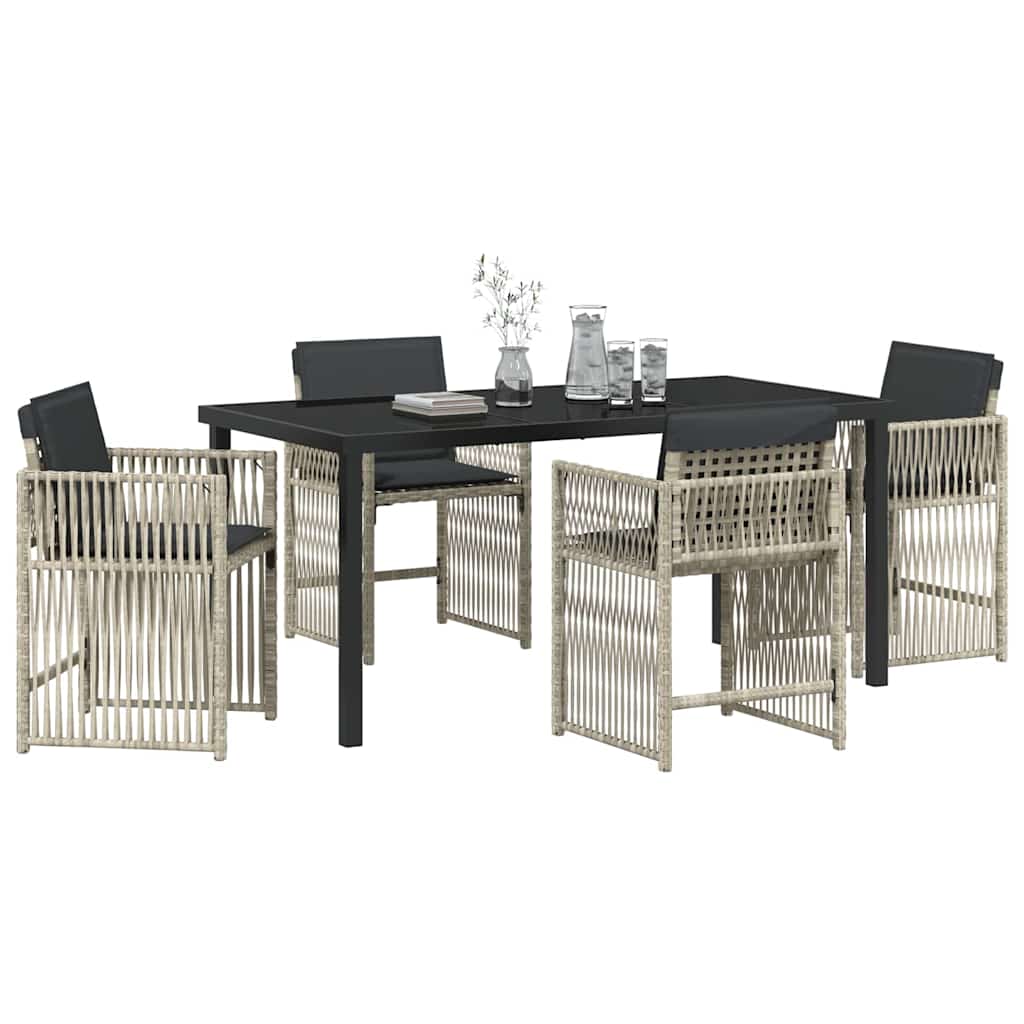 Garden Dining Set 5 pcs Light Grey Powder-Coated Steel