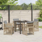 Garden Dining Set 5 pcs Beige Powder-Coated Steel