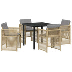 Garden Dining Set 5 pcs Beige Powder-Coated Steel