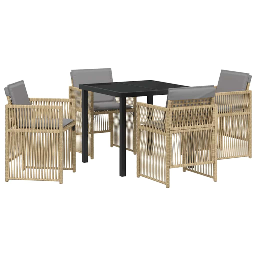 Garden Dining Set 5 pcs Beige Powder-Coated Steel