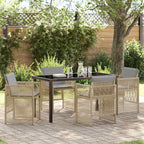 Garden Dining Set 5 pcs Beige Powder-Coated Steel
