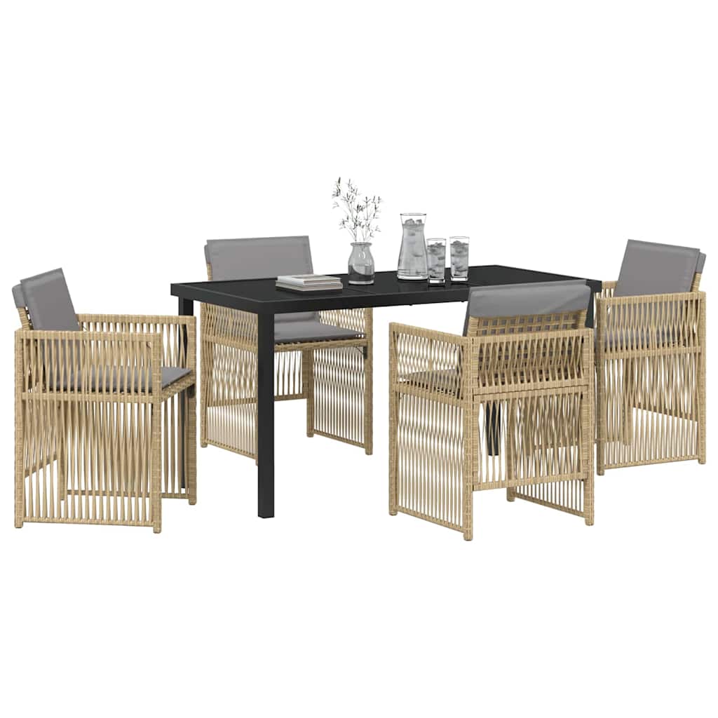 Garden Dining Set 5 pcs Beige Powder-Coated Steel