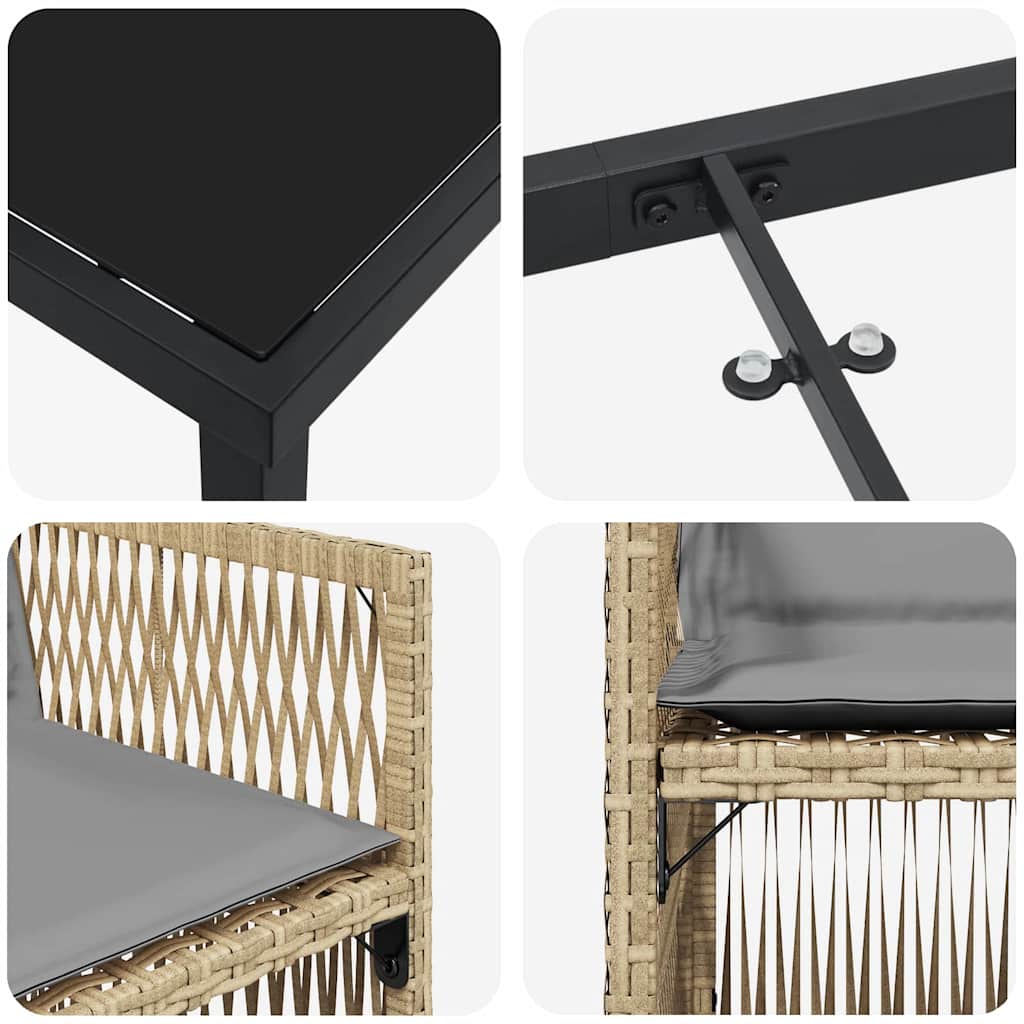 Garden Dining Set 5 pcs Beige Powder-Coated Steel