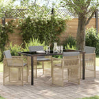 Garden Dining Set 5 pcs Beige Powder-Coated Steel