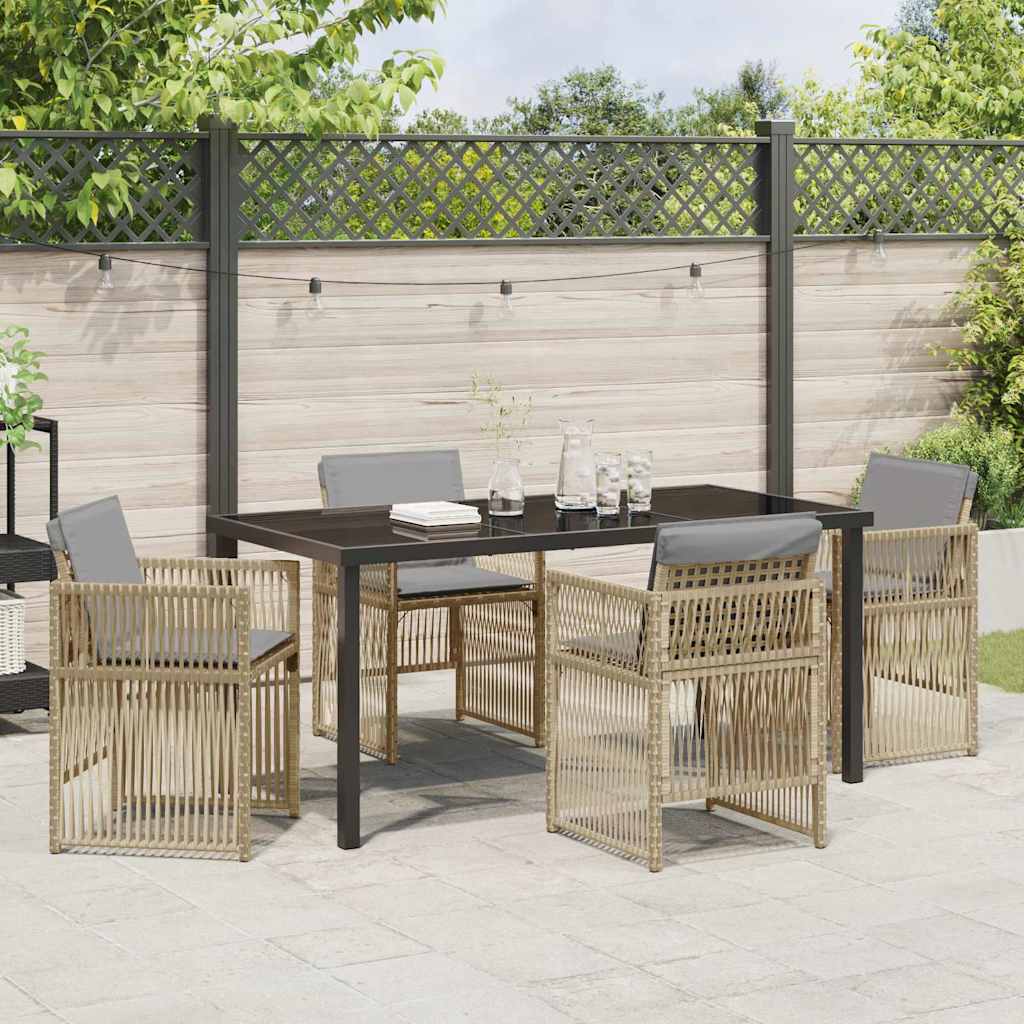 Garden Dining Set 5 pcs Beige Powder-Coated Steel