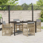 Garden Dining Set 5 pcs Beige Powder-Coated Steel