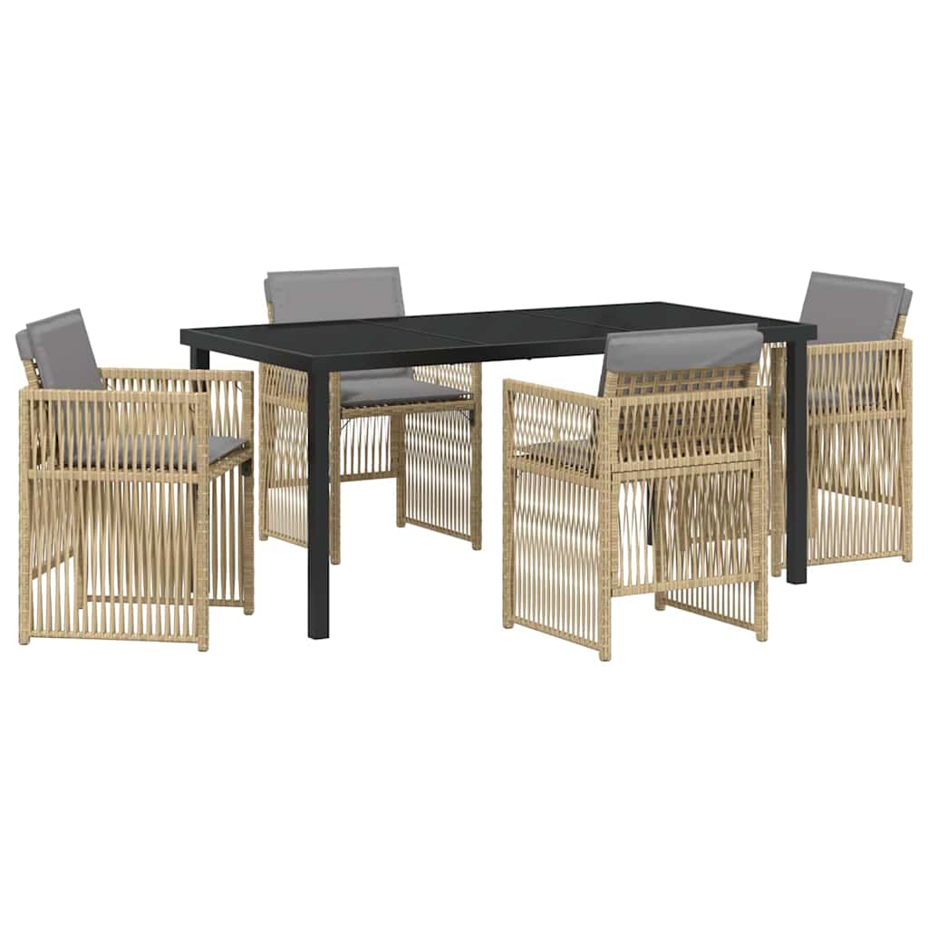 Garden Dining Set 5 pcs Beige Powder-Coated Steel
